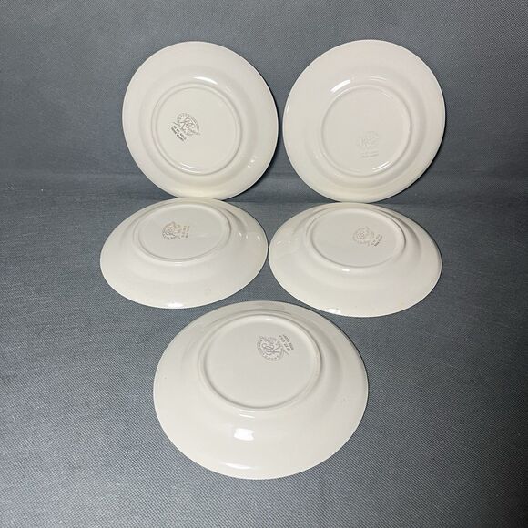 Bread Plates 6"Royal China, Rose Glory 22 Kt Gold Union Made-Set 5-Vintage 1950s - Picture 2 of 5